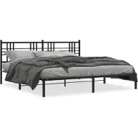 vidaXL Cadre de lit avec tête de lit en métal noir 193x203 cm