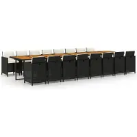 vidaXL Ensemble de jardin 17 pièces avec coussins Noir Poly Rattan