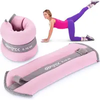 Gymtek Manchettes de poids - 2x 0,75 kg - Poids pour jambes et bras, poids pour chevilles, poids réglables, poids pour pieds - Pilates, musculation