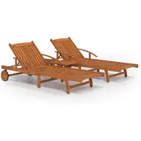 vidaXL Bains de soleil 2 pièces avec table en bois massif d'acacia