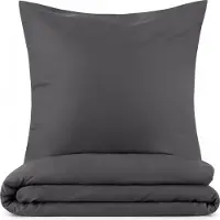 Blumtal Literie 140x200cm + taie d'oreiller 65x65cm - Microfibre Bed Sheets 140x200cm - 2pcs set linge de lit gris foncé