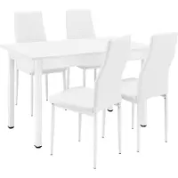 En.casa [] Table de salle à manger avec 4 chaises blanche 120x60cm Table de cuisine Table de salle à manger
