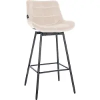 CLP Tabouret de bar pivotant Weston I Pivotant à 90 degrés I Structure métallique et repose-pieds,velours crème