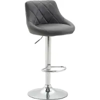 CLP Tabouret de bar LAZIO revêtu de similicuir | Tabouret de bar pivotant avec repose-pieds | Chaise de bar réglable en hauteur avec pied en trompette finition chrome gris