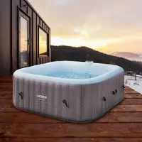 Arebos Spa gonflable "Barcelona", 185x185 cm, In & Outdoor, avec chauffage, 910 litres, couverture incluse, Bubble Spa & Wellness Massage 6 personnes