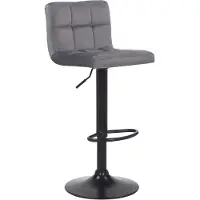 CLP Tabouret de bar Feni en velours, réglable en hauteur et pivotant, gris