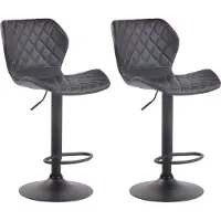 CLP Lot de 2 tabourets de bar en simili cuir Cork, réglables en hauteur et pivotants à 360°, structure noire