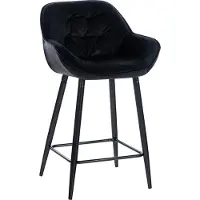 CLP Tabouret de bar Gibson - velours, pieds en métal noirs - Rose