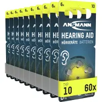 Ansmann Piles pour appareils auditifs type 10 jaune P10 PR70 ZL4, 60 pièces