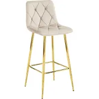 Leobert Tabouret De Bar - - Nado - Velours Beige/Pieds Dorés - 43,5 X 49 X 102 Cm