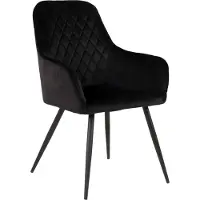 Ebuy24 Harbo Chaise de salle à manger en velours, noir, noir.