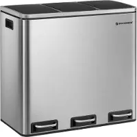 Songmics Poubelle Système de tri sélectif, 3 x 18 L, ergonomique, 3 compartiments, cuisine
