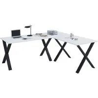VCM Bureau en bois | Plaine de bureau d'angle | 130x130 | Forme L gauche ou droite | Plaque de table de travail 50 cm en profondeur | Meubles de bureau de table d'ordinateur - Lona X