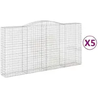 vidaXL Gabions avec arc surélevé 5 pcs. 400x50x200/220cm Fer galvanisé