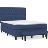 vidaXL Lit boxspring avec matelas bleu 140x200 cm Tissu