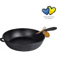 Maysternya Kompakte Gusseisen Sautierpfanne – ø 24 x 6 cm – multifunktionales Kochen – Induktion – gleichmäßige Wärmeverteilung – Schwarz