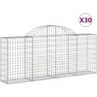 vidaXL Gabions avec arc surélevé 30 pcs. 200x30x80/100cm Fer galvanisé