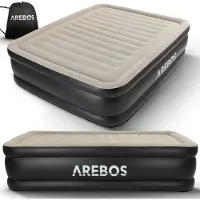 Arebos Lit à air Gris / Anthracite | Auto-gonflant, pompe intégrée, 203x152,5x51 cm