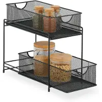 Relaxdays Organiseur de cuisine avec 2 paniers coulissants RD47539, noir