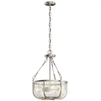 Kichler Lustre Roux en nickel brossé, 3xE27x60W, verre, dimensions : 154,4 x 40,6 x 40,6 cm, IP20, Quintiesse