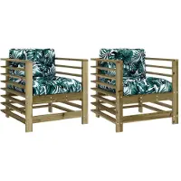 vidaXL Chaises de jardin avec coussins 2 pcs. Bois de pin imprégné