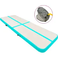 The Living Store Tapis de gymnastique gonflable avec pompe 500 x 100 x 15 cm PVC vert