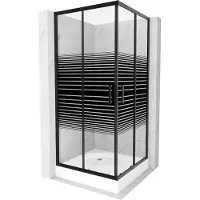 Mexen Rio Cabine de douche carrée 90 x 90 cm, Stripes, Black + Receveur de douche Rio, White - 860-090-090-70-20-4510