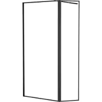 Aurlane Paroi de Douche avec Volet Pivotant - Cadre et Bras Alu. NOIR MAT - 90+40x200cm - DARK CONTOURING