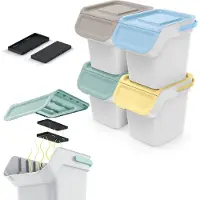 Prosperplast Poubelle Set 4 Poubelles Trieur de déchets Système de tri des déchets Kaddi Q Plastique