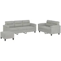 vidaXL Ensemble de canapés 3 pièces avec coussins gris clair tissu microfibre