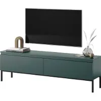 Selsey BEMMI - Buffet TV, Vert foncé avec pieds en métal, 150 cm