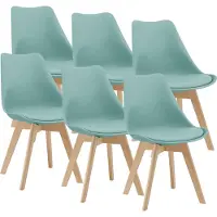 En.casa Chaise de salle à manger 'Fläten' (lot de 6) Chaise rembourrée en similicuir vert menthe