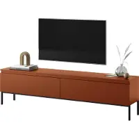 Selsey BEMMI - Buffet TV, rouge brique avec pieds en métal, 175 cm