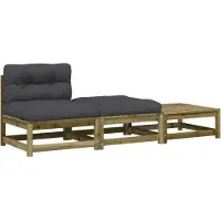 vidaXL Canapé de jardin sans accoudoirs avec coussins et tabourets