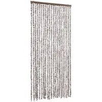 vidaXL Rideau anti-mouches taupe et blanc 90x200 cm chenille