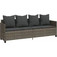 vidaXL Chaise longue avec coussins Gris Poly rotin