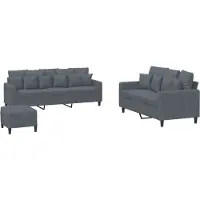 vidaXL Ensemble de canapés 3 pièces avec coussins gris foncé velours
