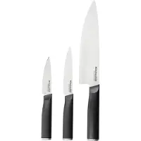 KitchenAid KitchenCraft KEG3PTHEOHOBA Set de couteaux de cuisine de 3 pièces, acier inoxydable, noir