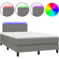 vidaXL Lit boxspring avec matelas & LED gris foncé 120x190 cm Tissu