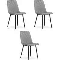 Leobert Chaise Valora TURIN en velours gris clair, lot de 3 - Lot de 3 chaises gris clair