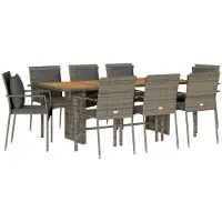 vidaXL Ensemble de jardin 7 pièces avec coussins Gris Poly rotin