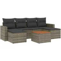 vidaXL Ensemble de salon de jardin 7 pièces avec coussins Gris Poly rotin