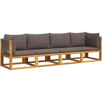 vidaXL Ensemble canapé de jardin 4 pièces avec coussins bois acacia & corde