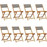 vidaXL Chaises de jardin 8 pcs. Pliable Gris Bois massif Acacia