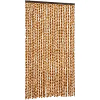 vidaXL Rideau anti-mouches ocre et blanc 118x220 cm chenille