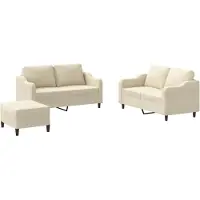 vidaXL Ensemble de canapés 3 pièces avec coussins Crème Tissu