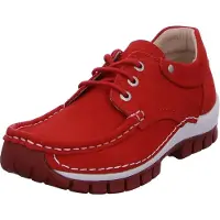 Wolky Chaussure basse Fly 0470111-570, cuir nubuck antique, rouge, semelle intérieure amovible 42