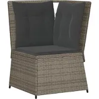 vidaXL Canapé d'angle de jardin avec coussins Gris Poly Rattan