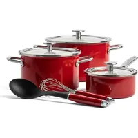 KitchenAid Set de poêles Steel Core Enamel rouge Keizer 8 pièces