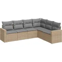 vidaXL Ensemble de salon de jardin 6 pièces avec coussins Beige Poly Rattan
